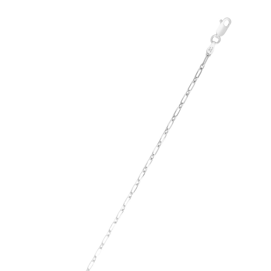 JewelStop Sterling Silver Polished Finish 2.3mm Paperclip Chain Bracelet with Lobster Clasp - 7"