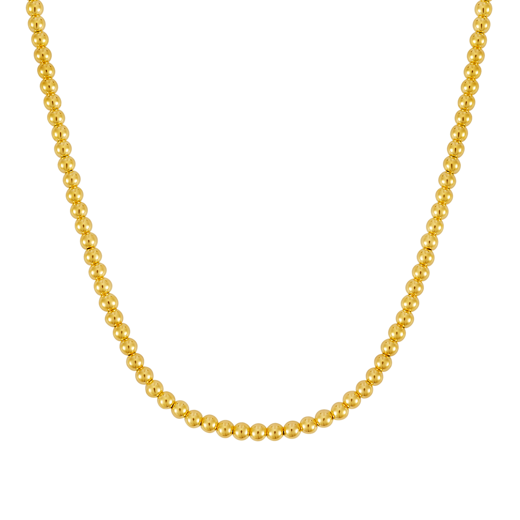 JewelStop 14K Yellow Gold Polished Finish 4mm Bead Chain with Lobster Clasp - 18"