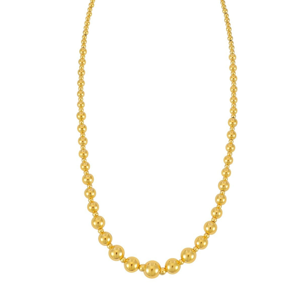 JewelStop 14K Yellow Gold Polished Finish Graduated Bead Pallina Chain Necklace with Lobster Clasp - 18"