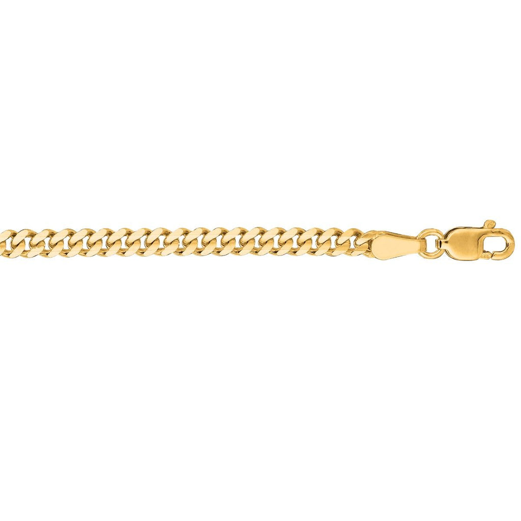 JewelStop 14K Yellow Gold Diamond Cut/ Textured Finish 3.6mm Gourmette Chain with Lobster Clasp - 18"