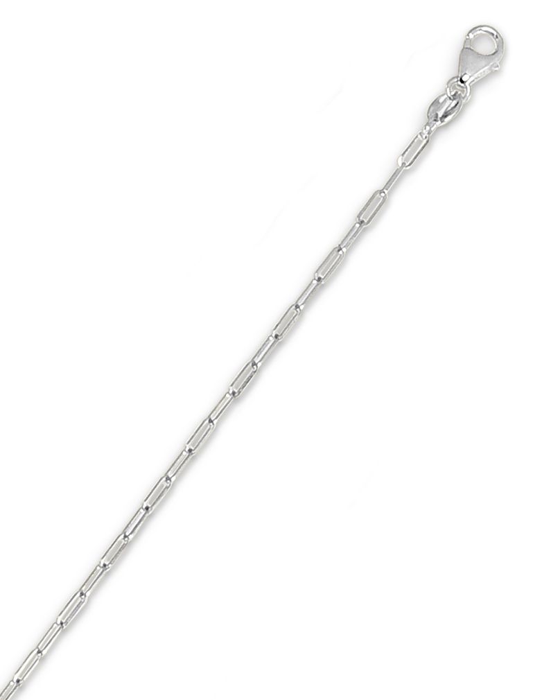 JewelStop 14K White Gold Polished Finish 1.5mm Individual link measures 4.5mm Paperclip Chain Necklace with Lobster Lock - 16" 