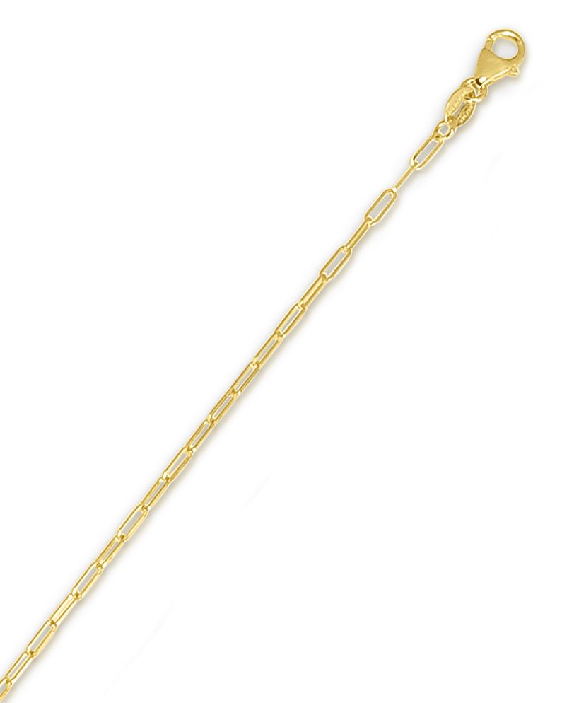 JewelStop 14K Yellow Gold Polished Finish 1.5mm Paperclip Chain Bracelet with Lobster Clasp - 10"