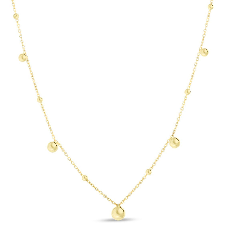 JewelStop 14K 18" Yellow Gold Polished Finish Necklace with Bead Stations, and Lobster Clasp - 18"