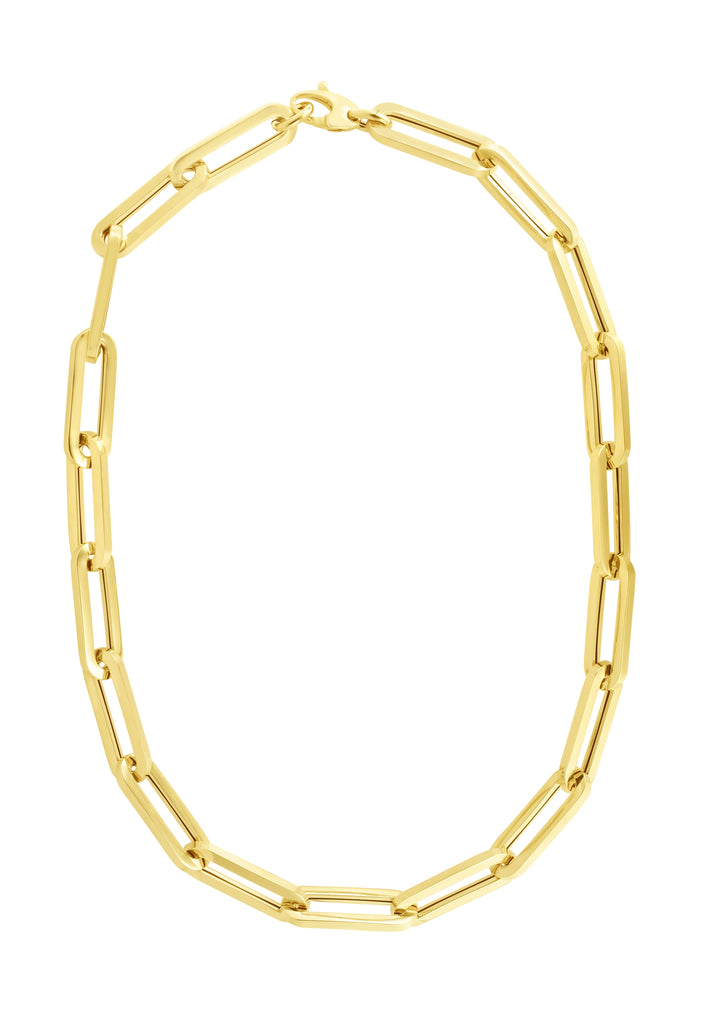 JewelStop 14K Yellow Gold Polished Finish 9.6mm Link measures 9.8mm x 29.1mm Paperclip Chain Bracelet with Lobster Clasp - 8" 