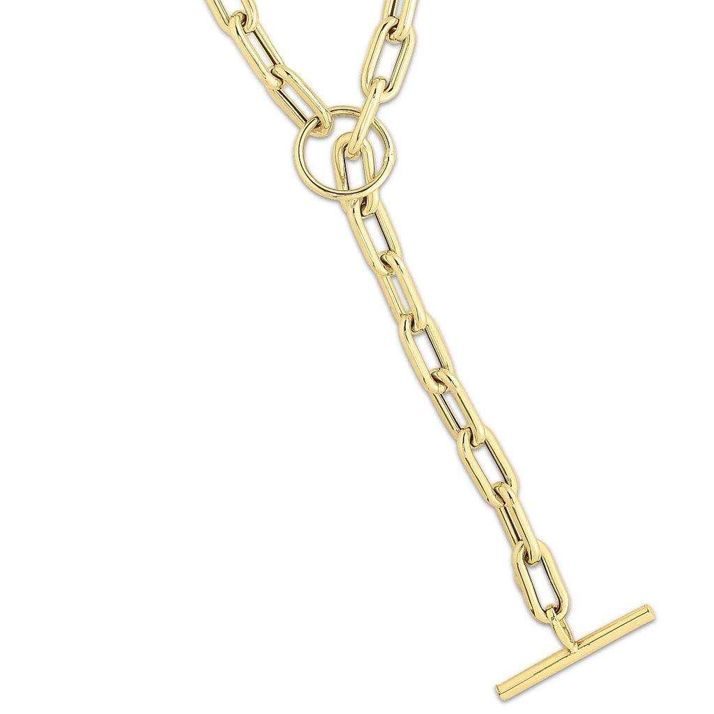 JewelStop 14K Yellow Gold Polished Finish 5mm Paperclip Chain Bracelet with Toggle Clasp - 7.5"