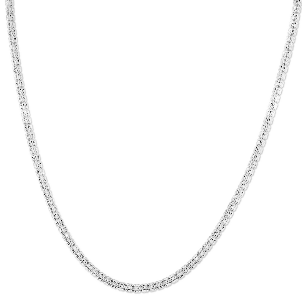 JewelStop 14K White Gold Diamond Cut/Textured Finish 3.14mm Fancy Ice Chain Bracelet with Lobster Clasp -8",22",24"