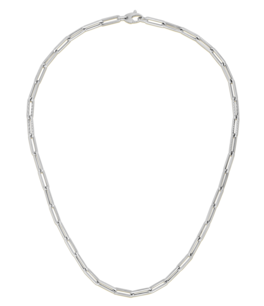 JewelStop 10K White Gold Polished Finish 4.2mm Paperclip Chain with Lobster Clasp - 18"