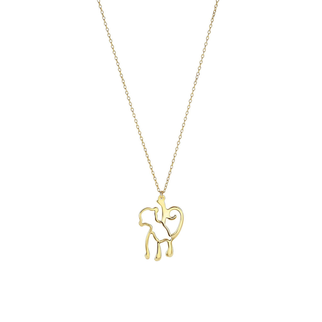 14k Yellow Gold 0.9-20mm Shiny Monkey Hanging Charm Pendant Necklace  - 18" - JewelStop1