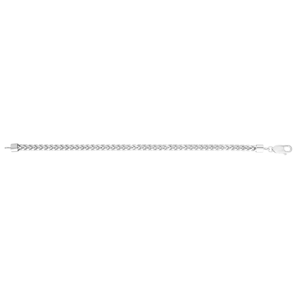 Sterling Silver with Rhodium Finish 5mm Diamond-Cut Round Franco Chain - JewelStop1