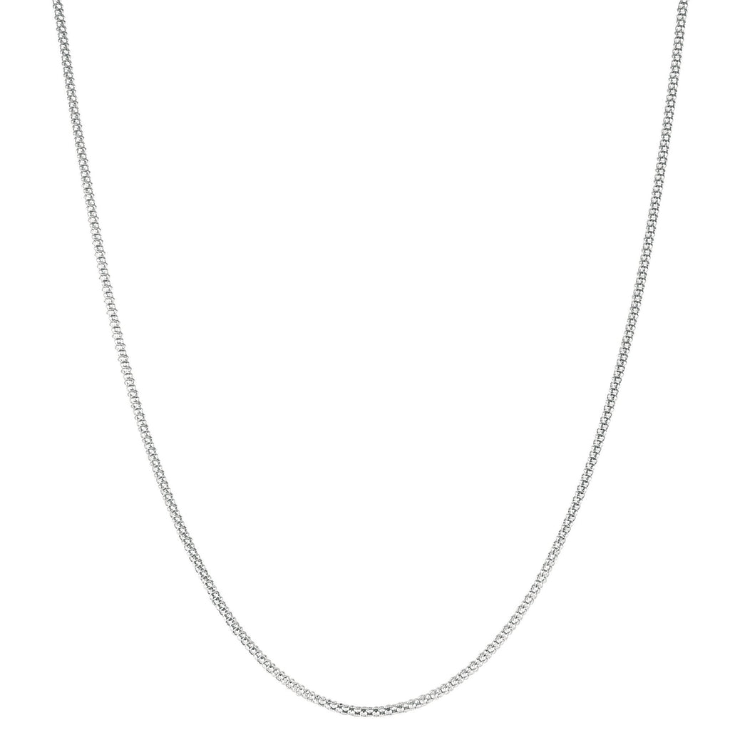 925 Sterling Silver Rhodium Plated 1.8mmFancy Popcorn Chain Necklace 20" - JewelStop1