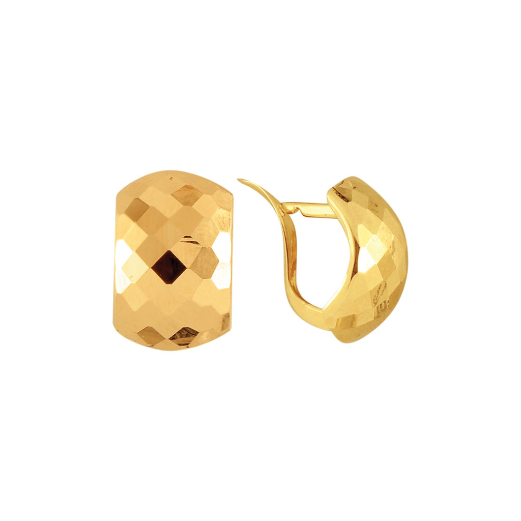 14k Yellow Gold 10mm X 15mm Huggie Earrings - JewelStop1