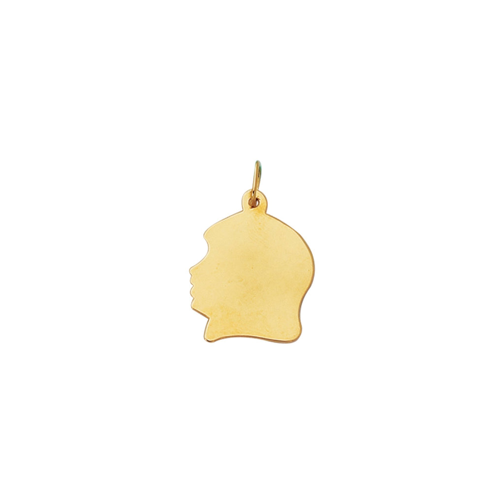 14K Solid Yellow Gold Shiny Face Charm 16mm x 20mm Silhouette - JewelStop1