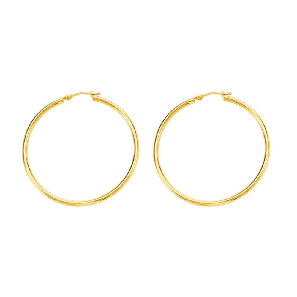 14k Yellow Gold Hoop Earrings - 25 mm X 1 mm , (1/16" x 1") - JewelStop1