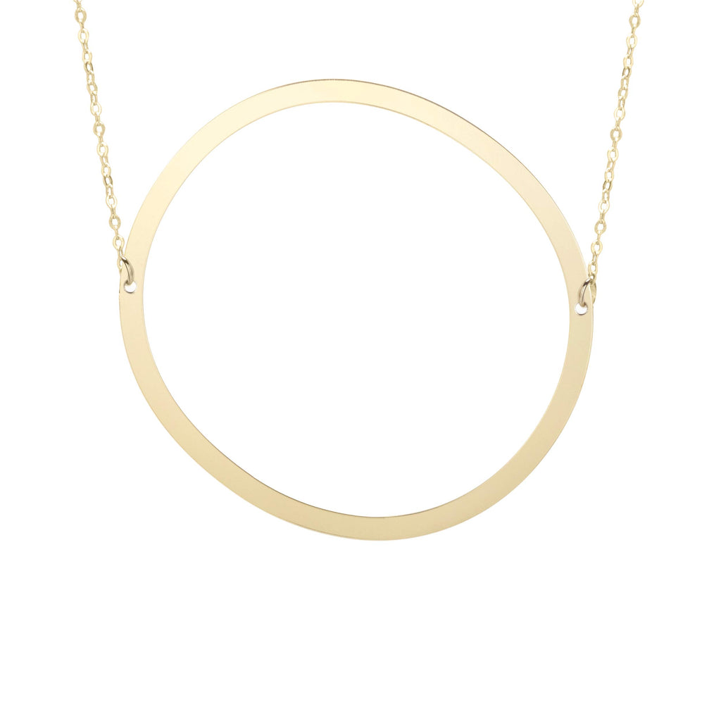 14k Yellow Gold 20.5x12.8mm Polished Initial-O Necklace with Lobster Clasp 18" - JewelStop1
