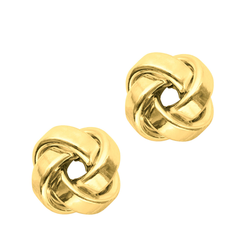 14k Yellow Gold 10mm Love Knot Earrings New - JewelStop1
