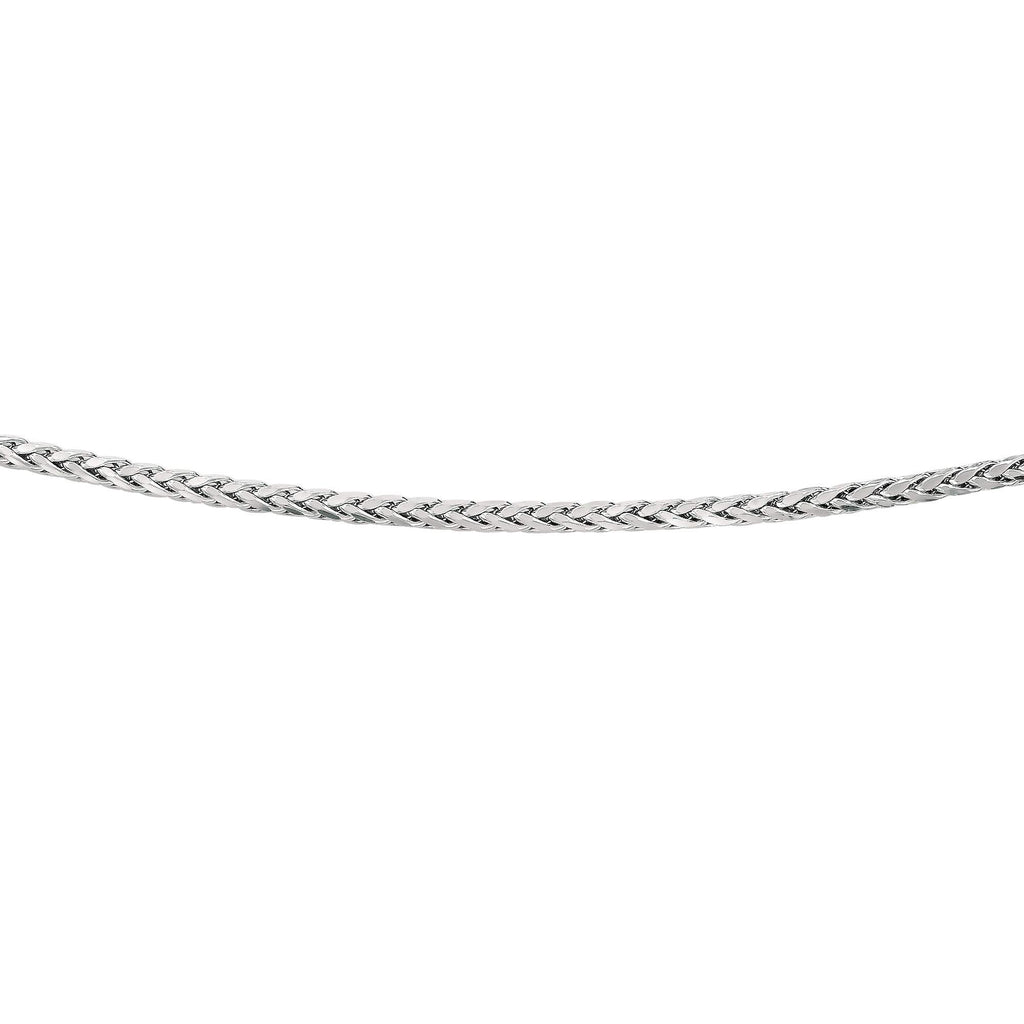 Sterling Silver with Rhodium Finish 3.80mm Diamond-Cut Round Wheat Men's Chain - JewelStop1