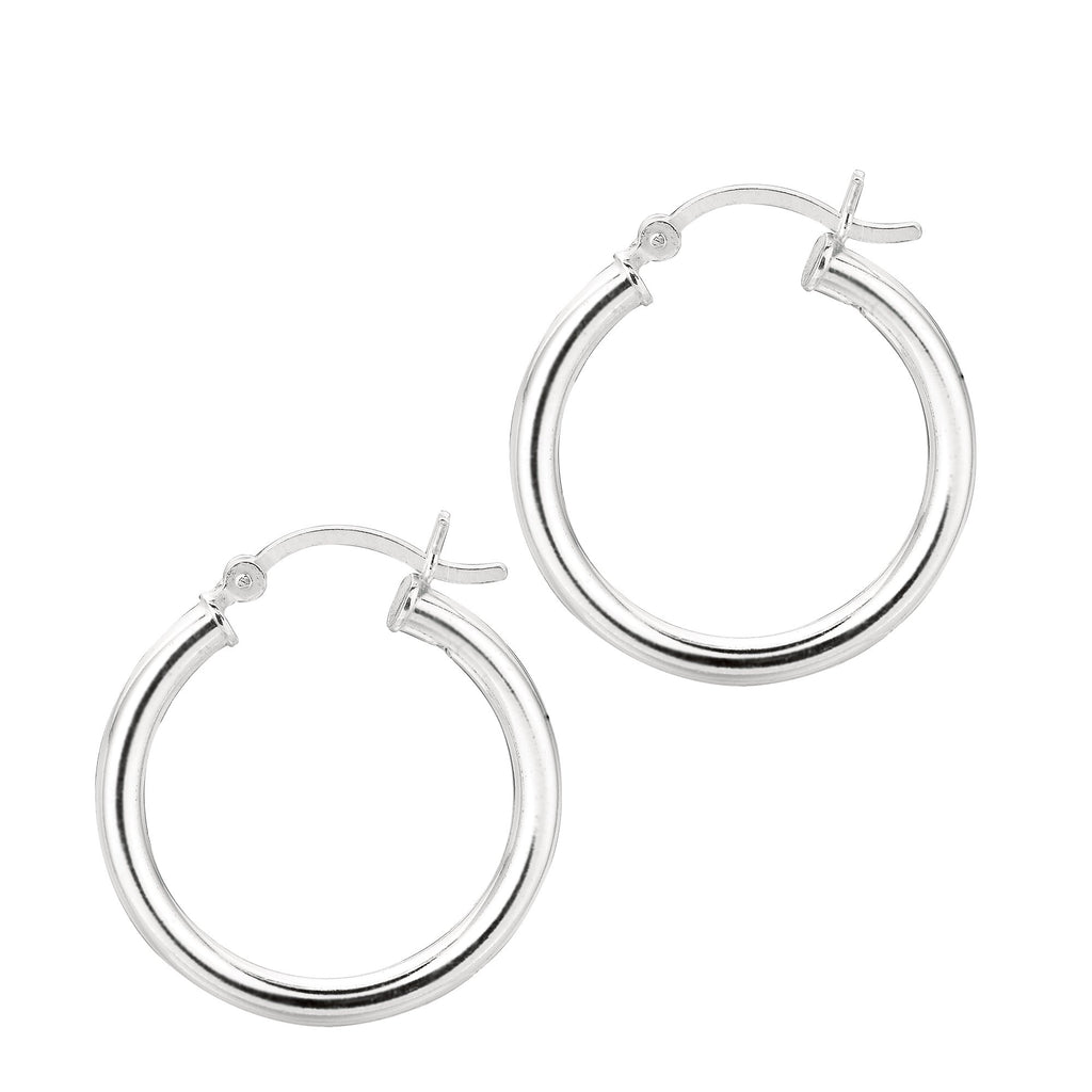925 Sterling Silver 20mm X 3mm Hoop Earrings - JewelStop1