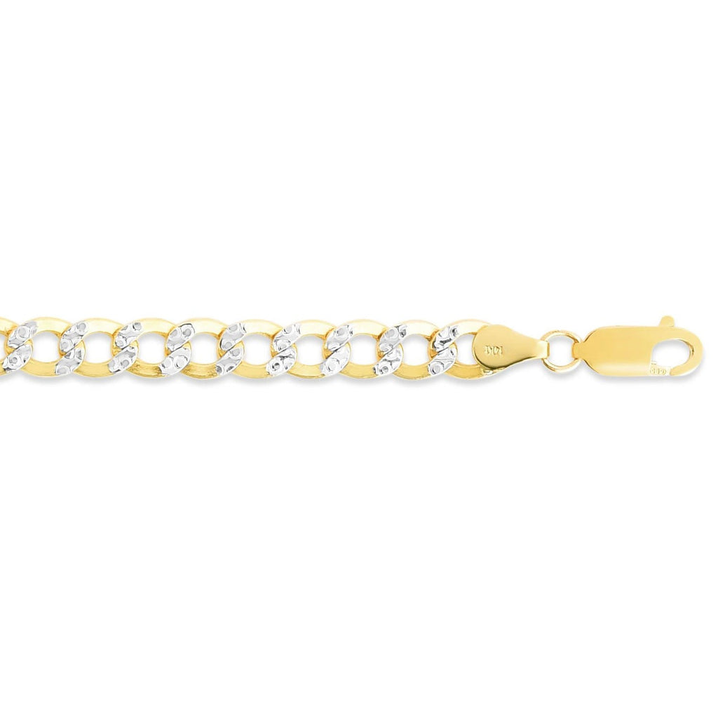 JewelStop 14k Yellow Gold 4.2mm Lite White Pave Curb Chain with Lobster Clasp