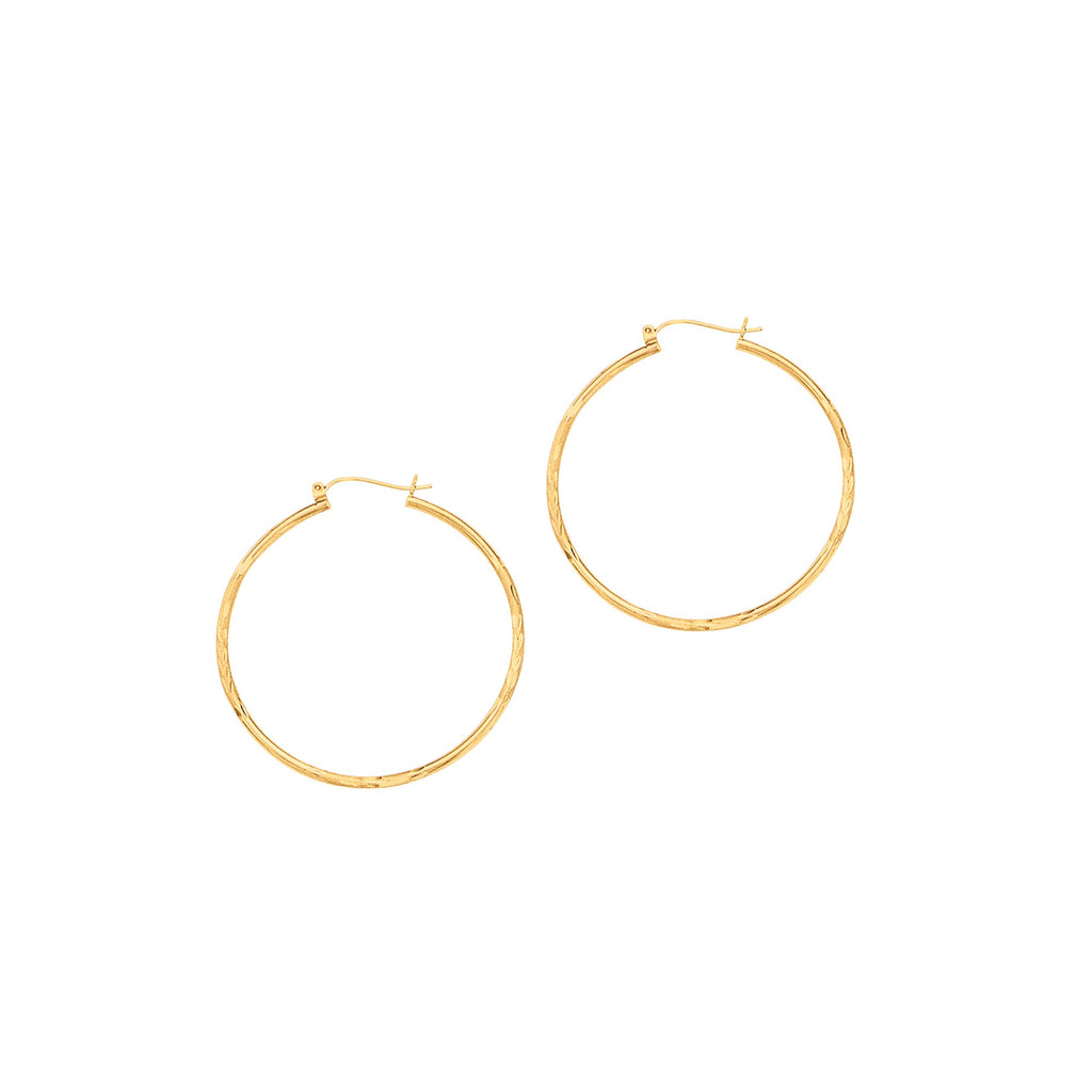 14k Yellow Gold 45mm X 2mm Hoop Earrings - JewelStop1
