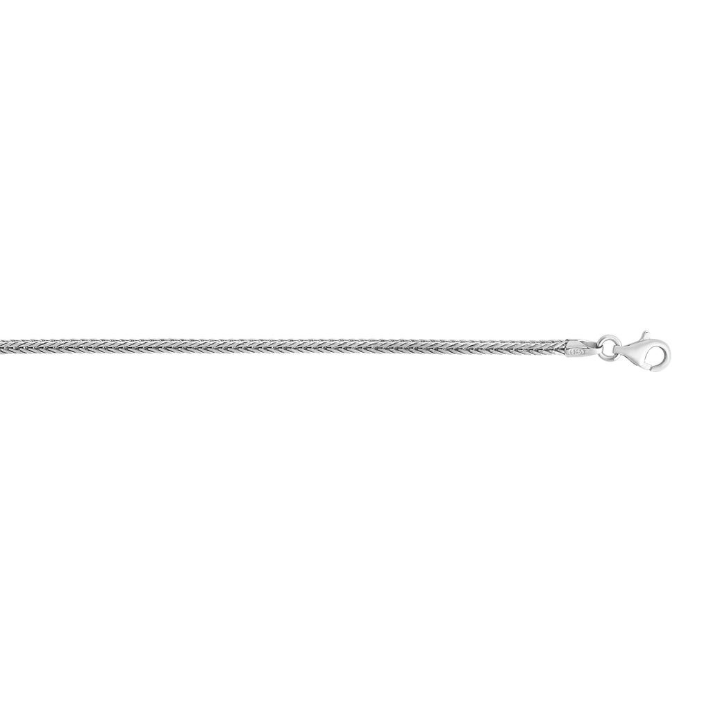 Sterling Silver Rhodium Finish 2mm Polished Basic Foxtail Necklace Lobster Clasp - JewelStop1