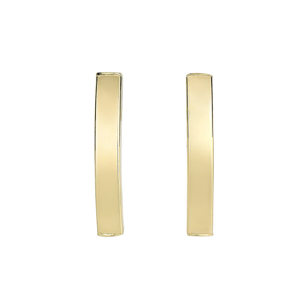 14K Yellow Gold Shiny Square Tube Rectangle Post Earrings - 4mmx26mm - JewelStop1