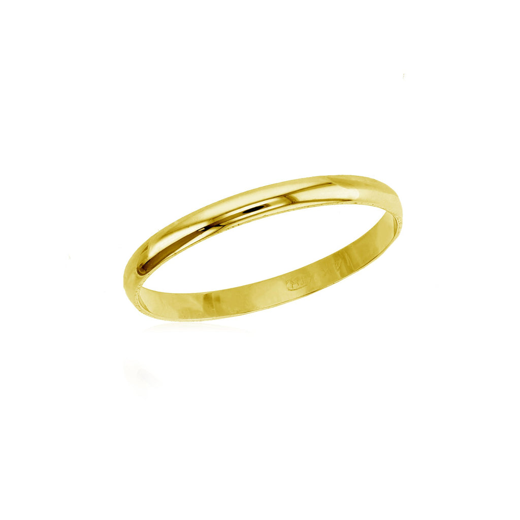 JewelStop 14K Solid Gold 2mm Polished Plain Wedding Band Ring - JewelStop1