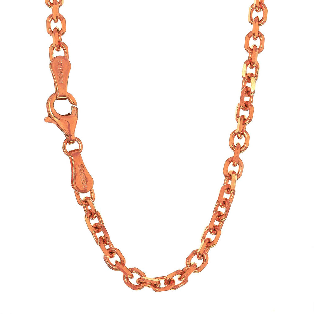 18k Rose Gold 0.8mm Diamond Cut Classic Cable Chain, Lobster Clasp 18" - JewelStop1