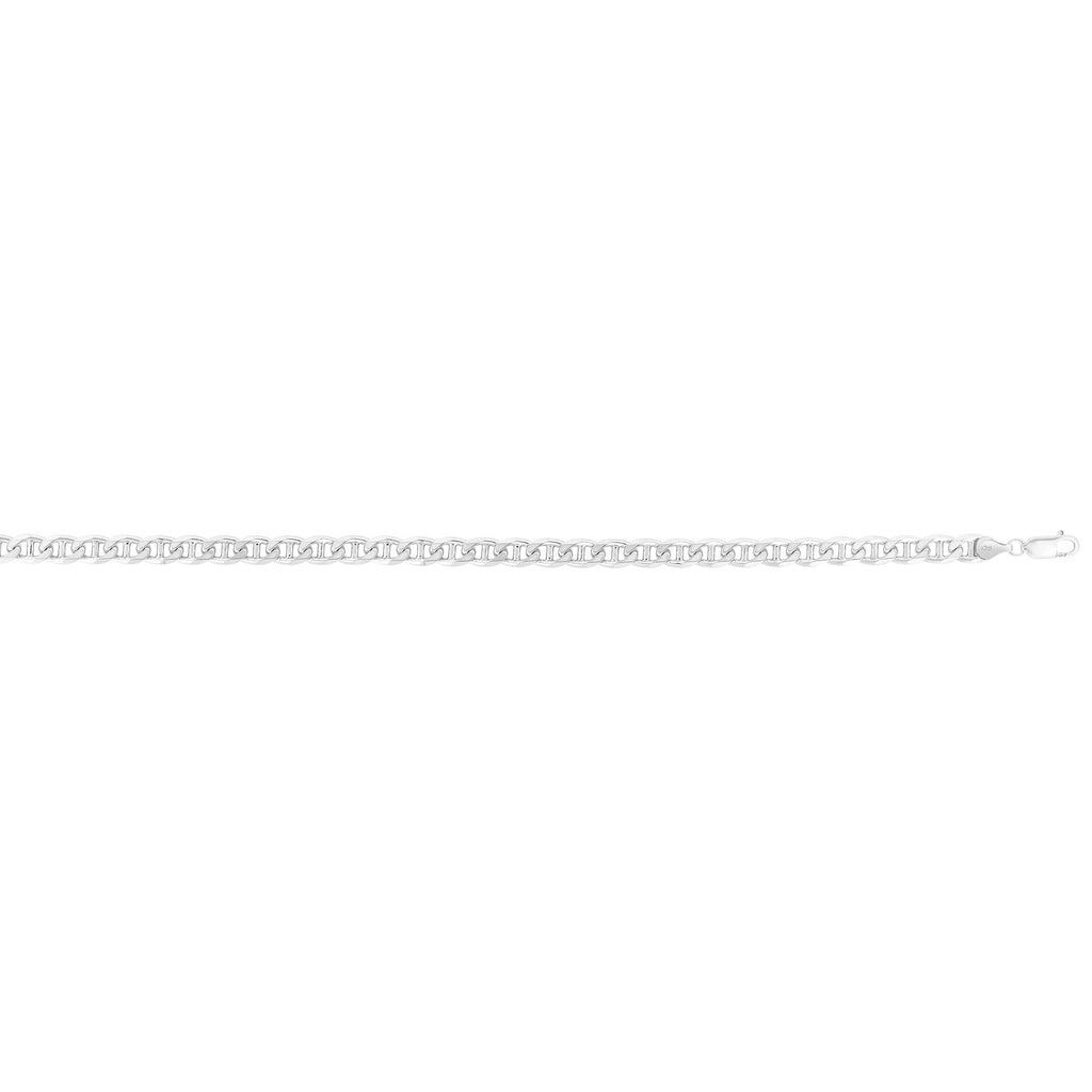 Sterling Silver with Rhodium Finish 6mm Classic Mariner Chain with Lobster Clasp - JewelStop1
