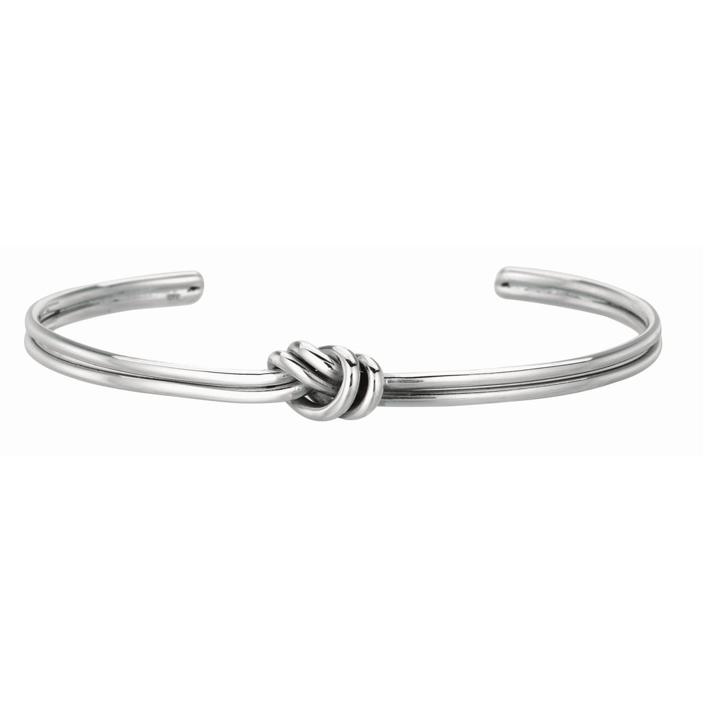 Sterling Silver Rhodium Finish Double Row Cuff Bangle Loop Top - JewelStop1