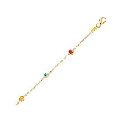 14K Yellow Gold Ladybug Bracelet Lobster Claw 5.5" - JewelStop1