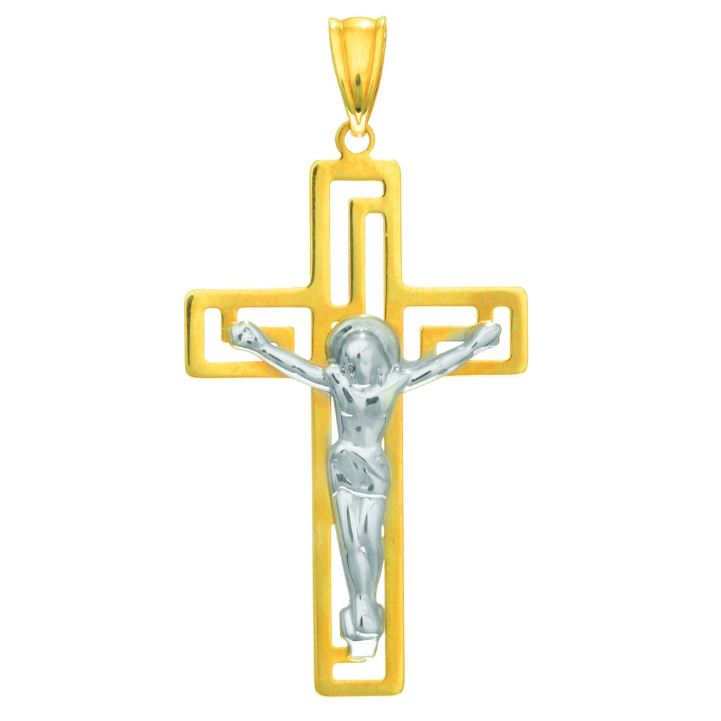 14K Yellow White Gold Crucifix Cross Charm Pendant 1.3 grams - JewelStop1