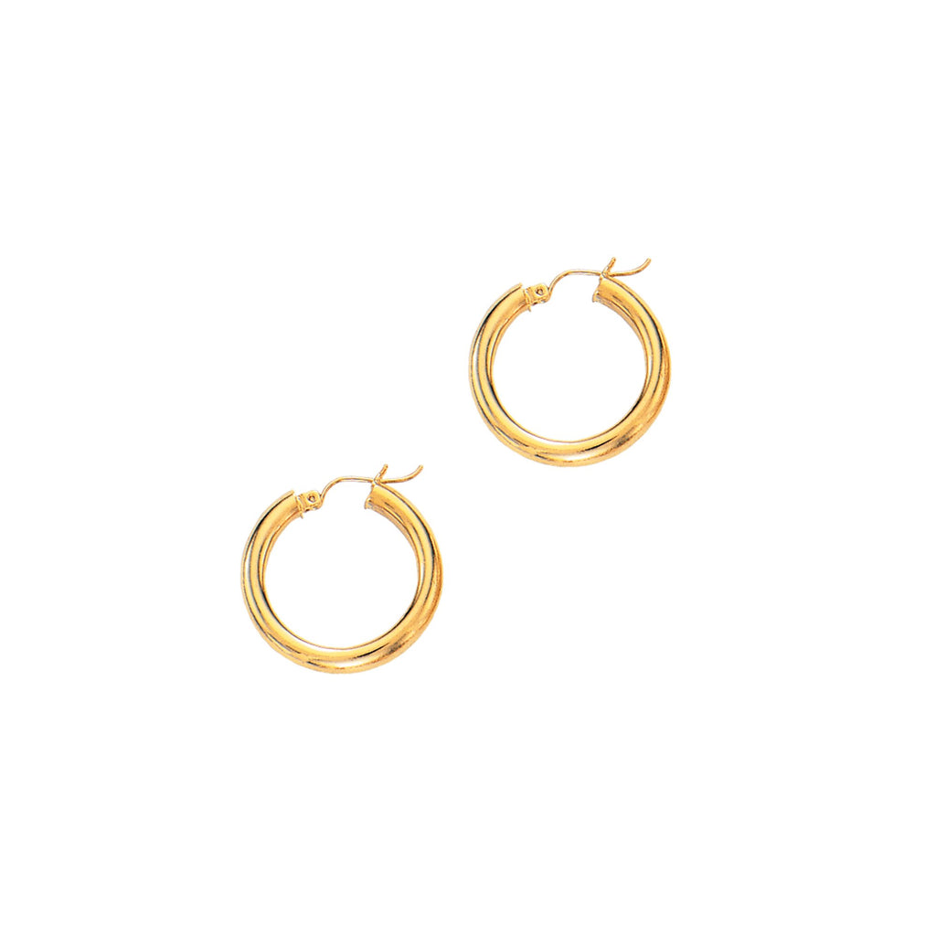 14k Yellow Gold Hoop Earrings - 25 mm X 4 mm, (3/16" x 1") - JewelStop1
