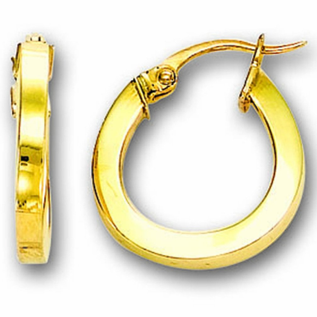14k Yellow Gold 17mm X 3mm Hoop Earrings - JewelStop1