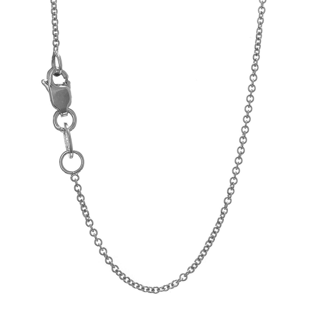 14k Solid White Gold 1.0 mm Round Cable Chain Necklace, Lobster Claw Clasp-18" - JewelStop1