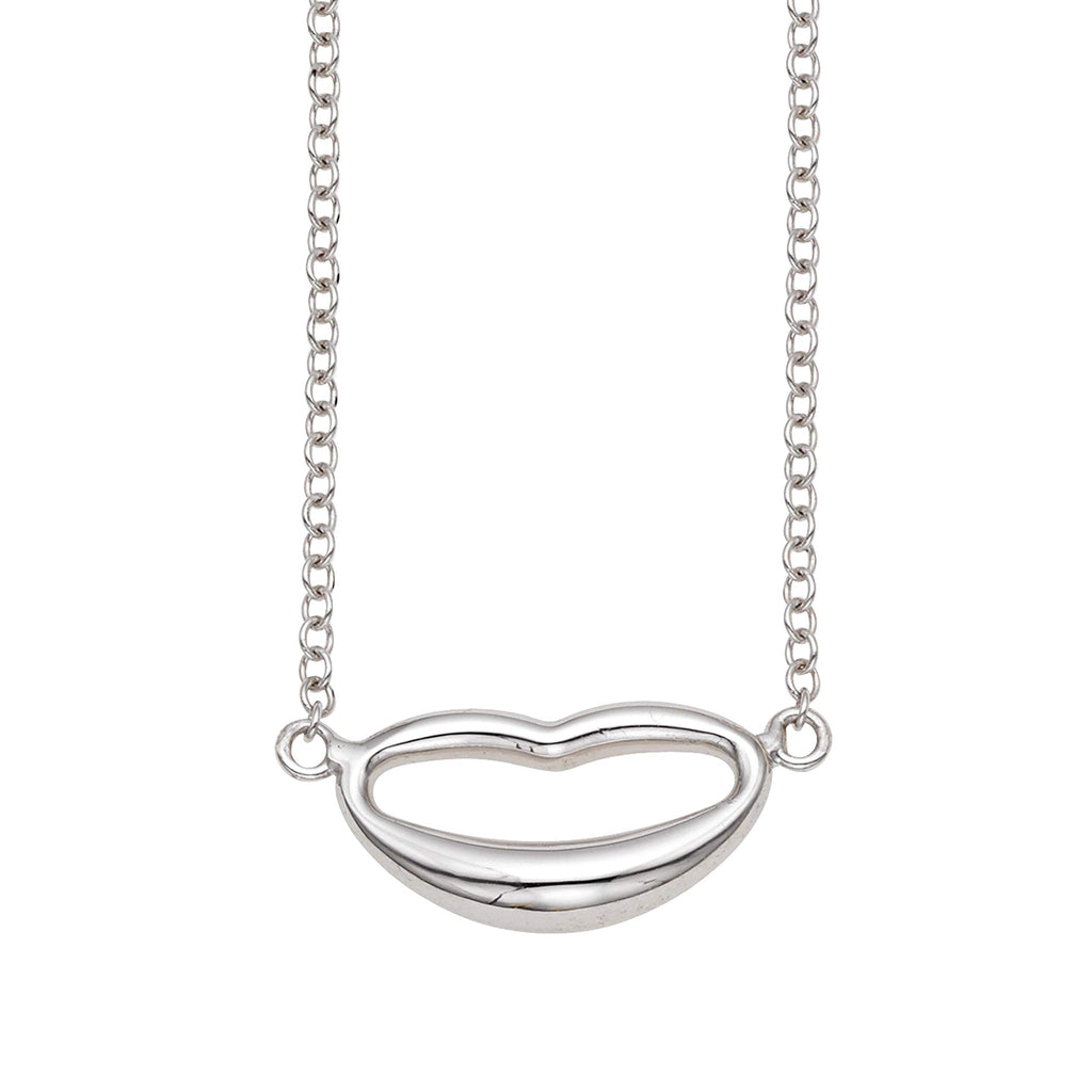 14k White Gold 7.9x19mm Polished Extendable Lips Necklace with Lobster Clasp 18" - JewelStop1