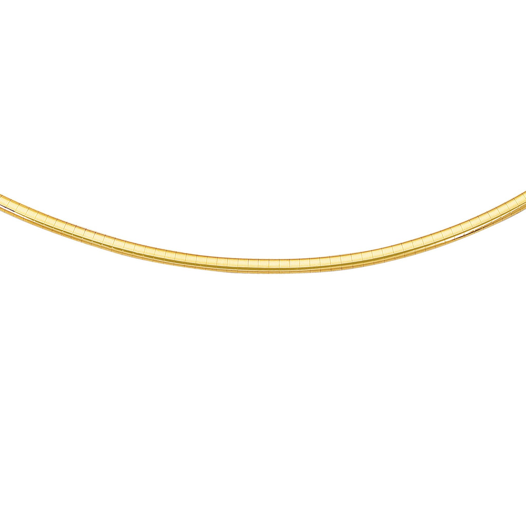 14k Yellow Gold 3mm Domed Omega Bracelet 7" Box Lock - JewelStop1