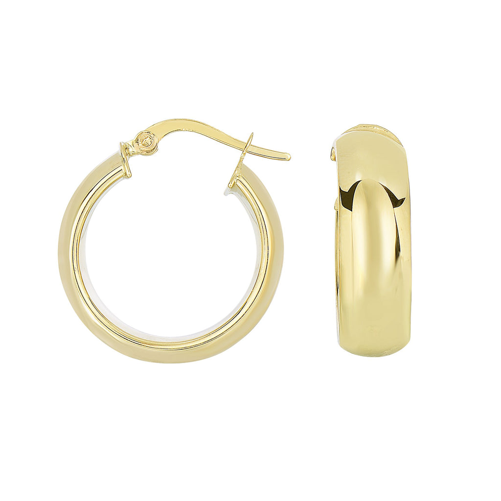 14k Yellow Gold 20mm X 8mm Bombe Hoop Earrings - JewelStop1
