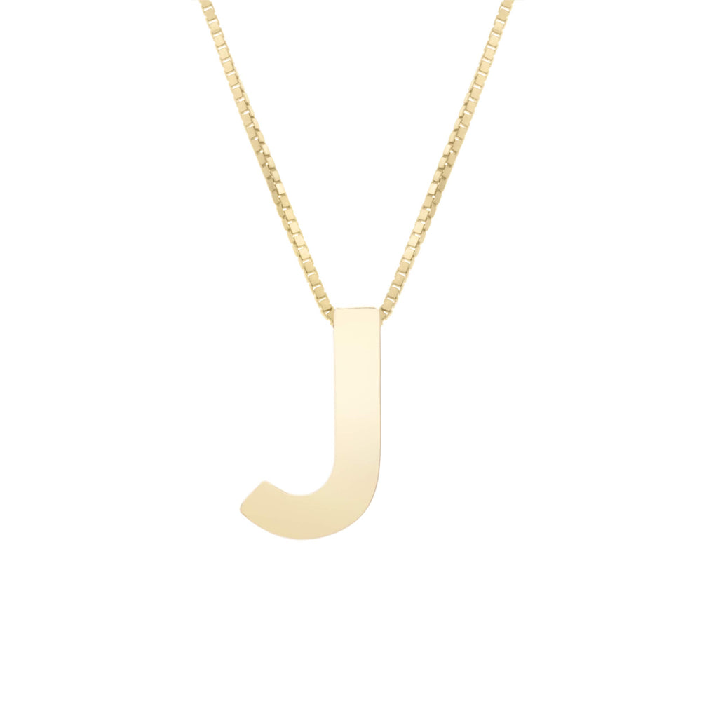 14k Yellow Gold 10x2.5mm Polished Initial-J Necklace with Lobster Clasp 18" - JewelStop1