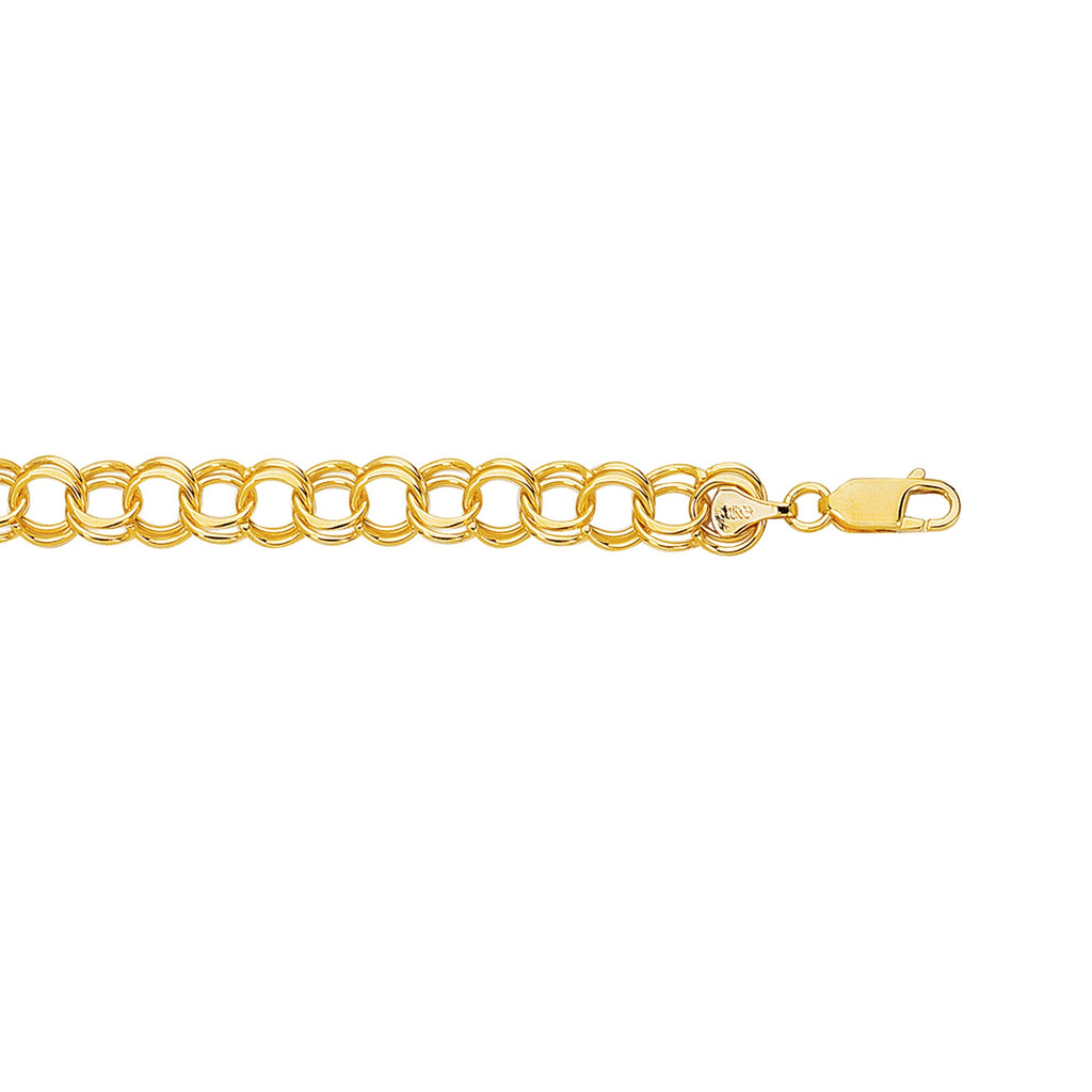 14k Yellow Gold 8.4mm Charm Bracelet 7" Lobster Claw - JewelStop1