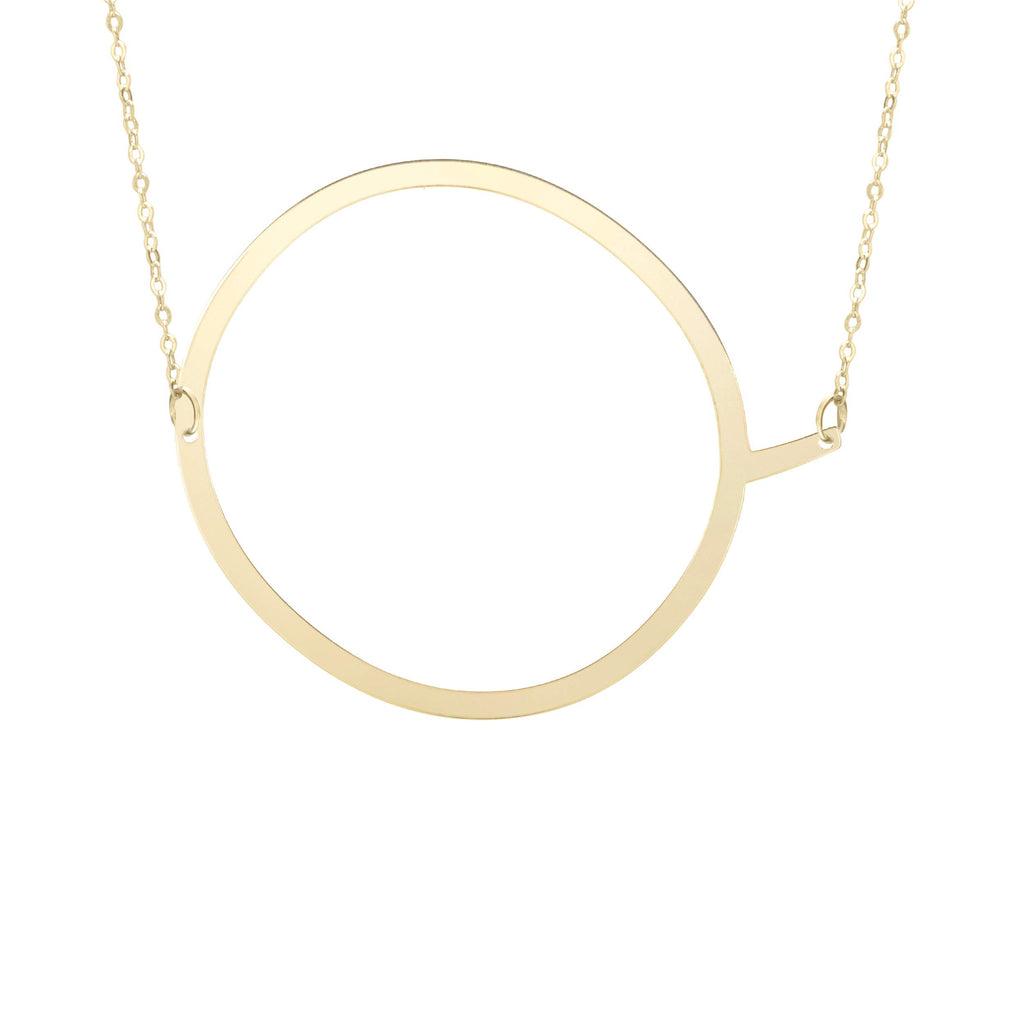 14k Yellow Gold 20.5x12.8mm Polished Initial-Q Necklace with Lobster Clasp 18" - JewelStop1
