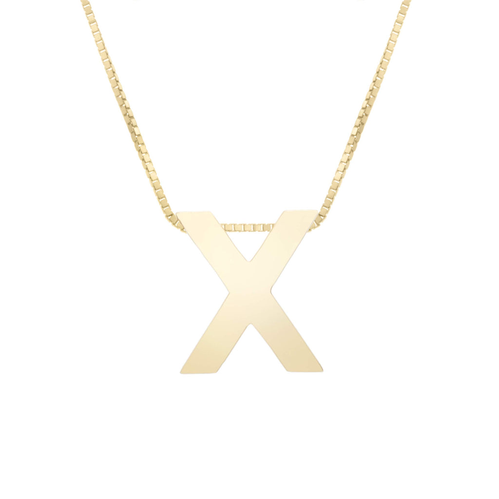 14k Yellow Gold 10x7mm Polished Initial-X Necklace with Lobster Clasp 18" - JewelStop1