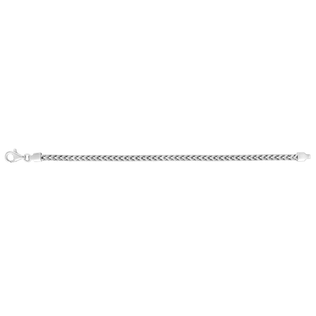 Sterling Silver with Rhodium Finish 4.2mm Diamond-Cut Square Franco Chain - JewelStop1