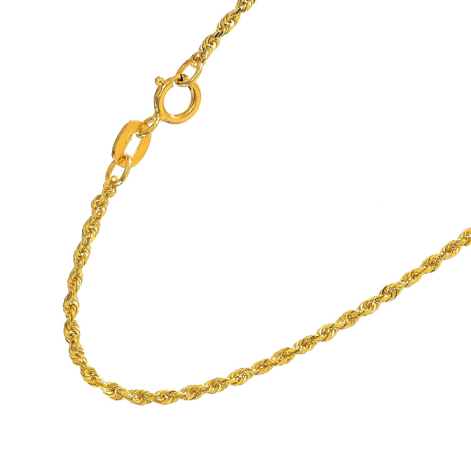 14k Women's Yellow Solid Diamond Cut Rope Necklace