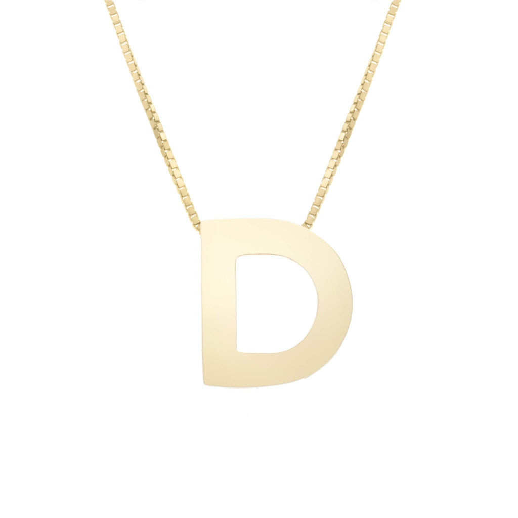 14k Yellow Gold 10x7mm Polished Initial-D Necklace with Lobster Clasp 18" - JewelStop1