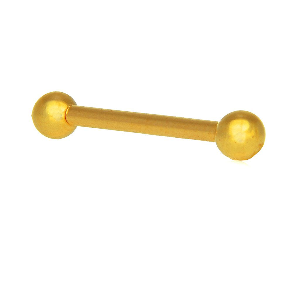 14k Solid Gold Barbell Ball Eyebrow Ring Body Jewelry 16 Gauge - JewelStop1