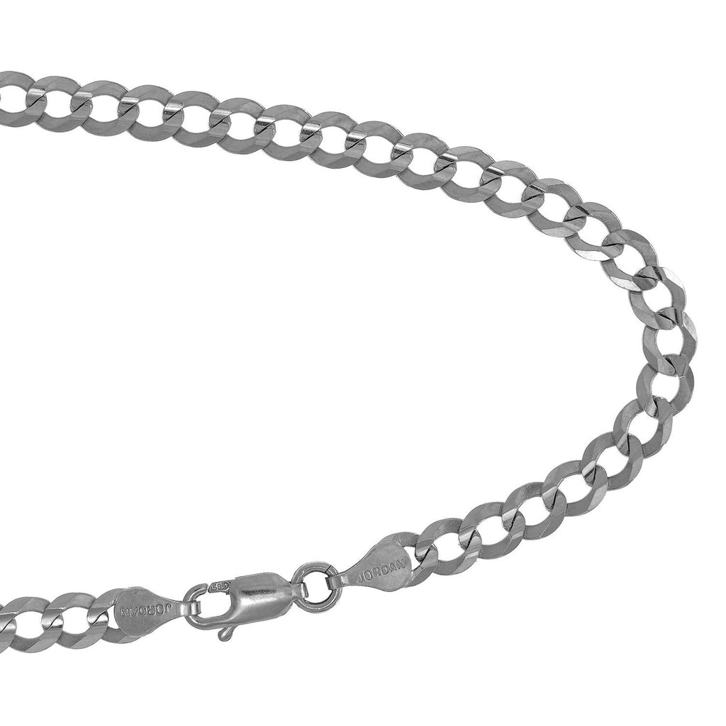 925 Sterling Silver Rhodium Plated 7.8mm Curb Chain Bracelet 8.5" Lobster Claw - JewelStop1