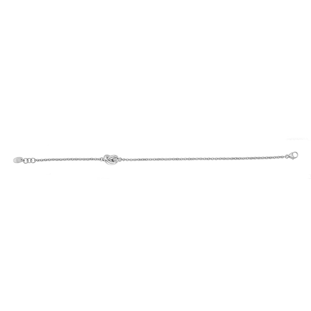 14k White Gold 7.5mm Polished Knot Bracelet with Lobster Clasp 7" - JewelStop1