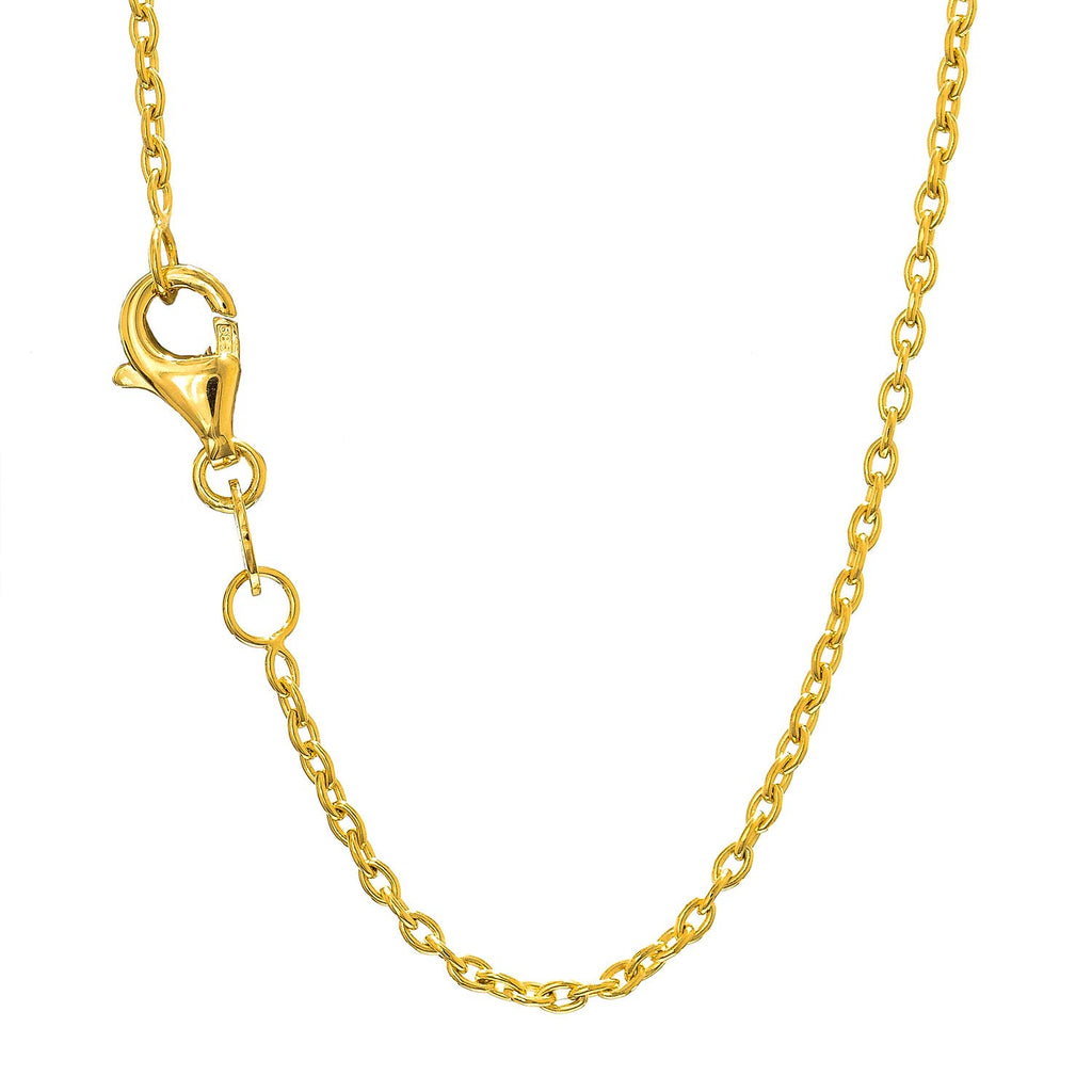 14k Solid Yellow Gold 1.5mm Round Cable Chain Necklace 16" Lobster Claw - JewelStop1