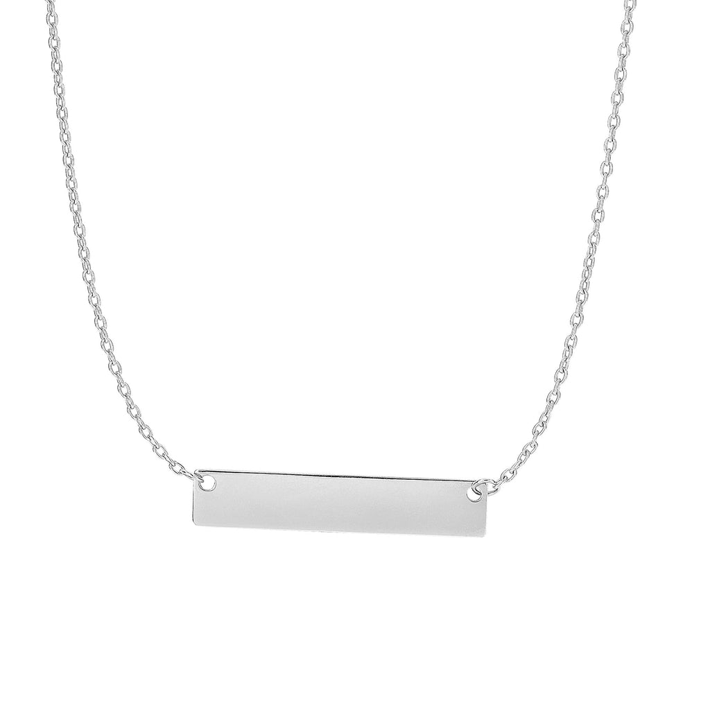 14k White Gold Shiny 4.9-1.1mm Horizontal Square Tube Bar Anchor Necklace- 18" - JewelStop1