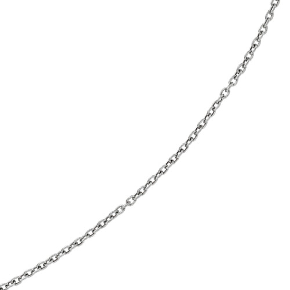 14K White Gold Textured Oval Link 3.5mm Pendant Chain 18" Lobster Claw - JewelStop1